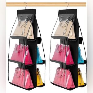 Hanging Handbag Organizer Dustproof Storage Holder Bag Wardrobe Purse Black